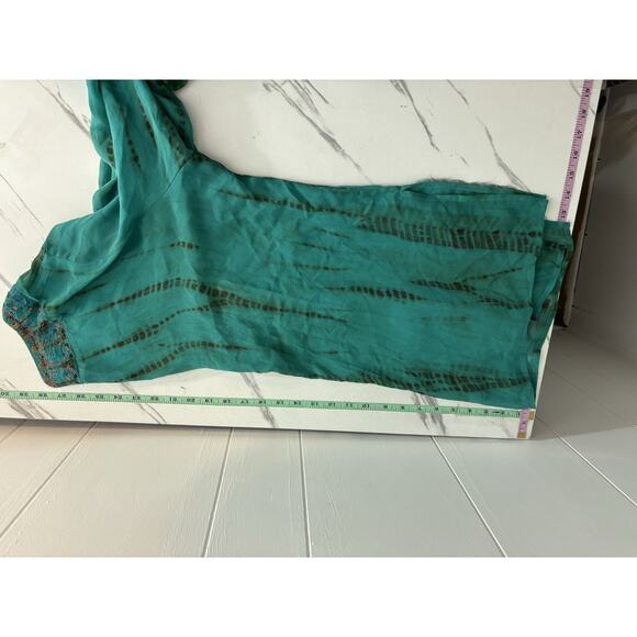 Chicos Women’s Embroidered Silk Beaded Tunic Grandma Preppy Tropical Beach Sz L - Picture 6 of 7